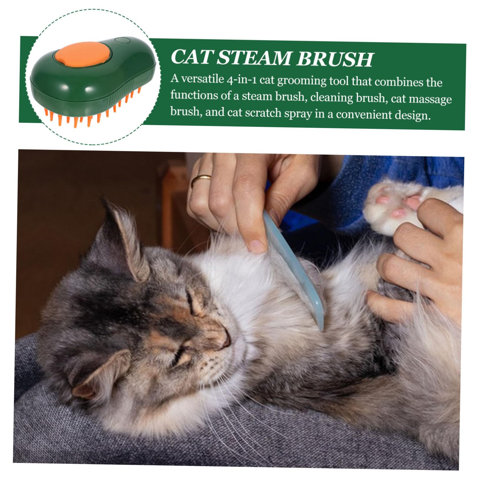 VANZACK 3piezas Cepillo De Vapor Autolimpiable Para Gatos Multifuncional Masaje y Spray De Agua Herramienta De Cuidado Para