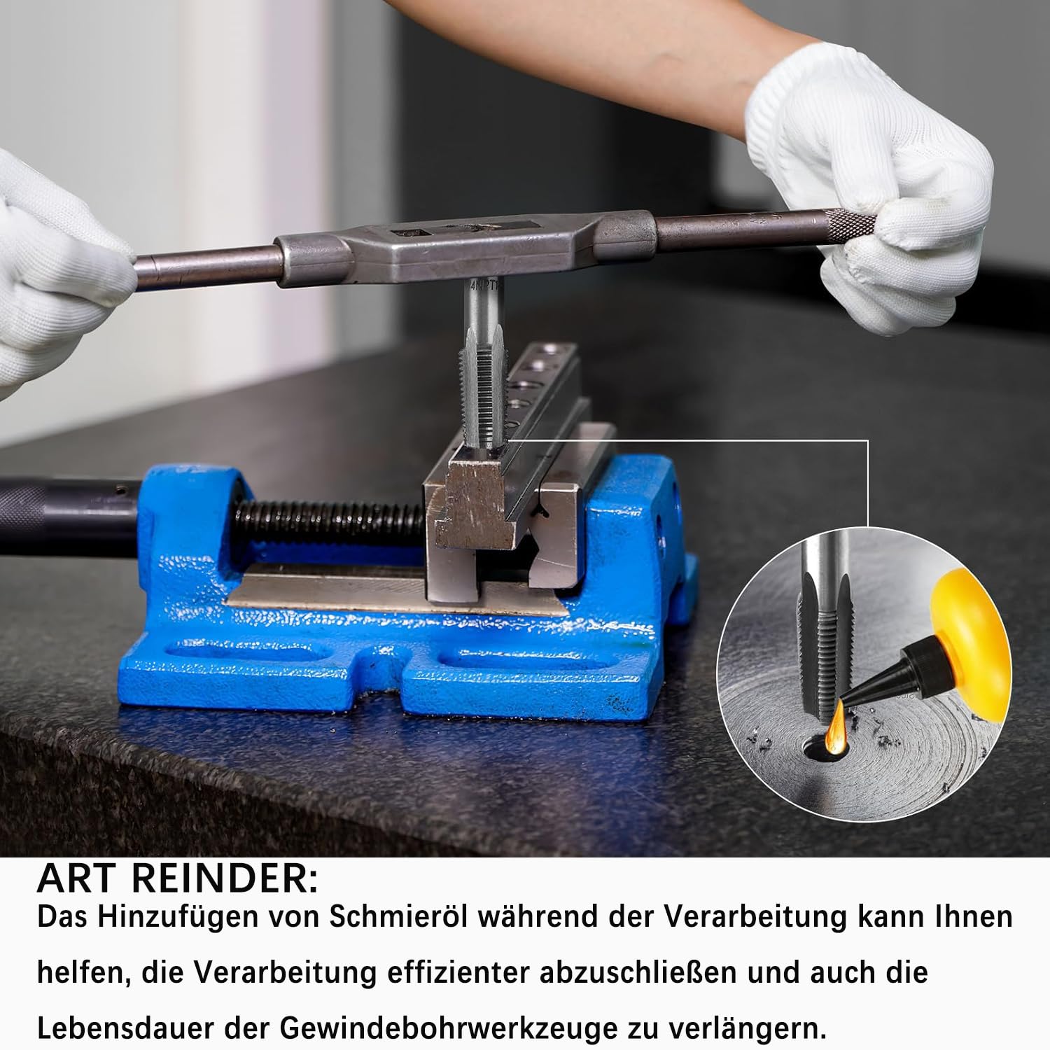 5 teiliges NPT-Rohrgewindebohrer-Set, NPT-Gewindebohrer-Set für PVC-Rohre,1/8", 1/4", 3/8", 1/2" und 3/4" Gewindeformer aus Kohlenstoffstahl,Stahlbohrer Zum Reinigen von Beschädigten