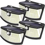 Aootek New Solar Motion Sensor Lights 120 LEDs with Lights Reflector,270&deg; Wide Angle, IP65 Waterproof, Step Lights for Front Door, Yard, Garage, Deck (4 Pack) 4-pack