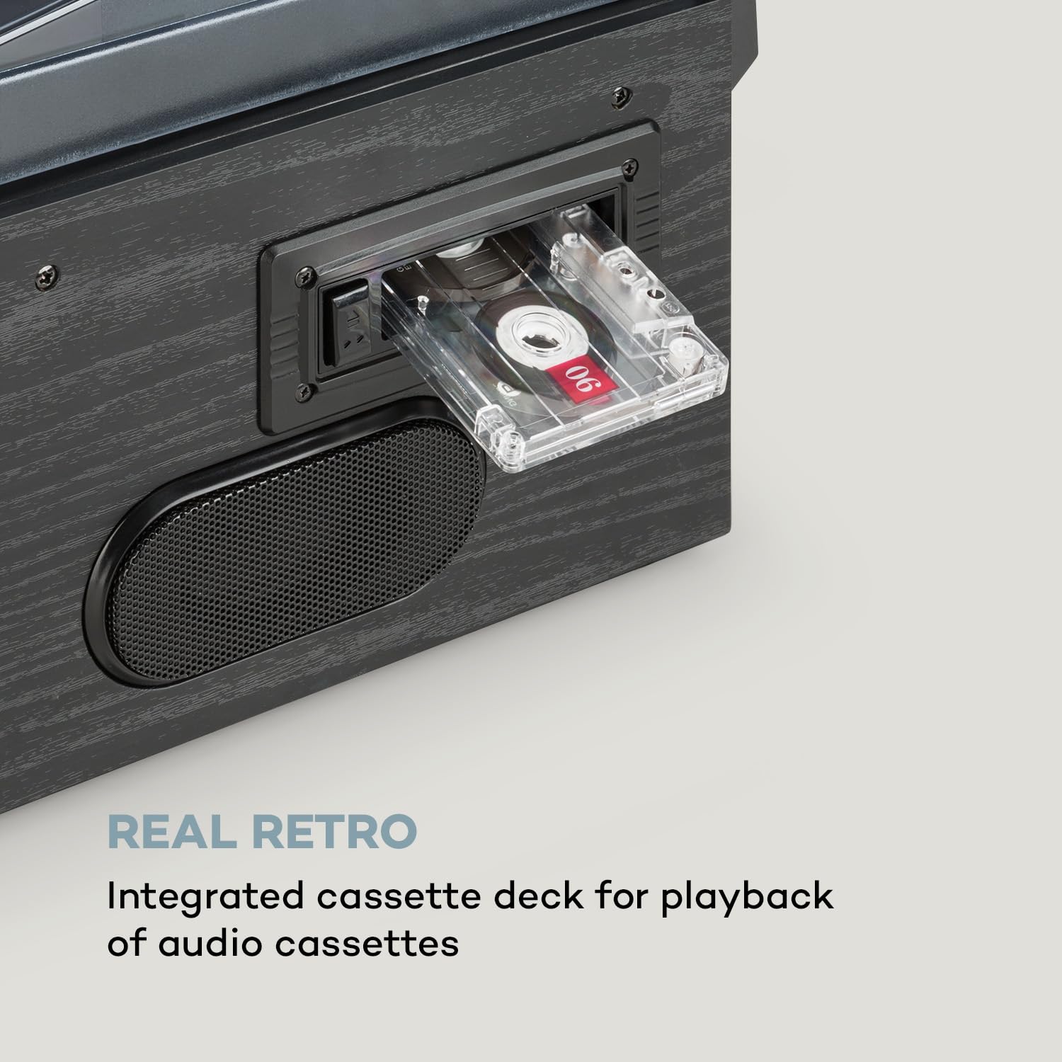 Auna Gramofon do płyt winylowych, Gramofon z głośnikiem, Odtwarzacz CD, USB i radio DAB, w stylu retro, Nowoczesny Record Vinyl Player, z Bluetooth