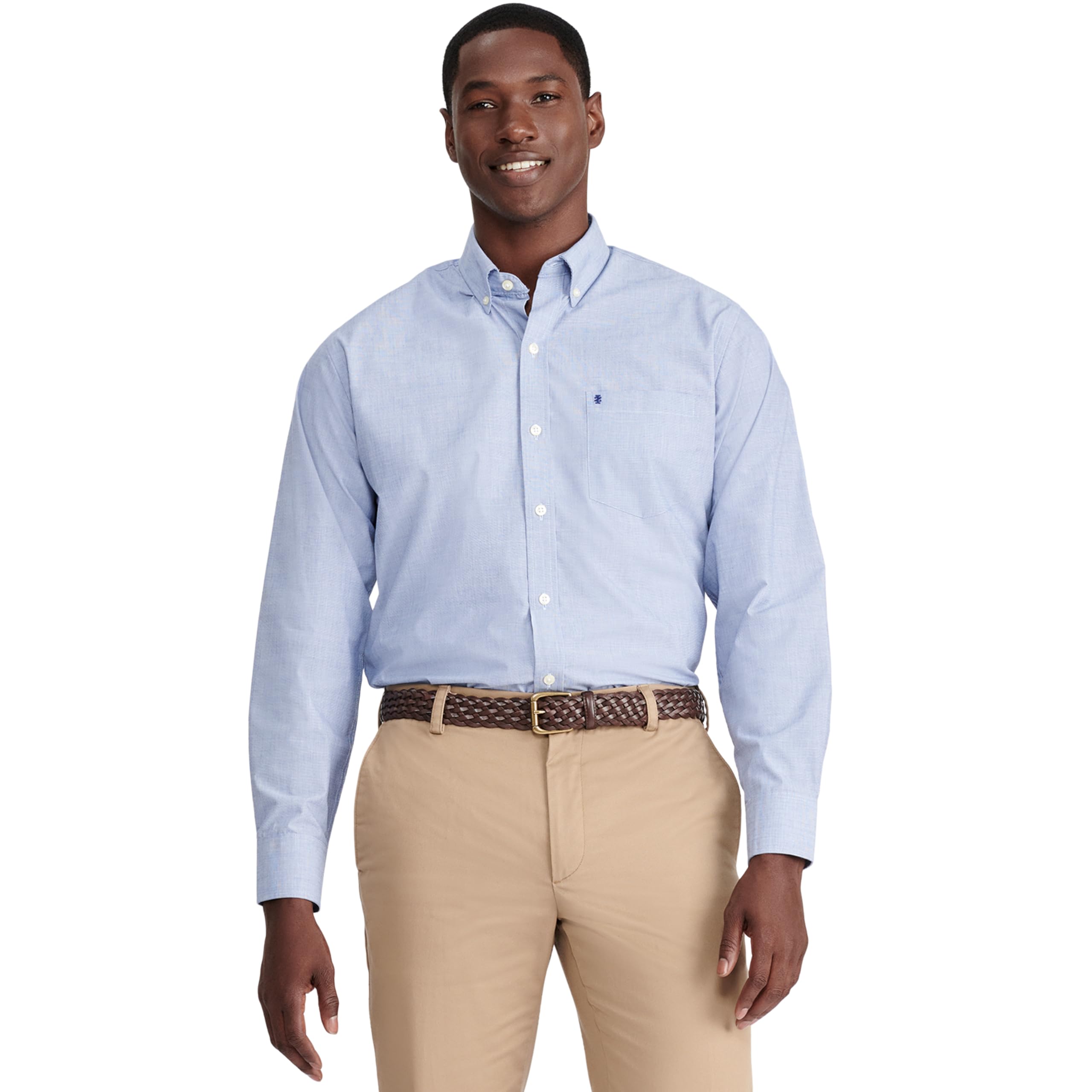 IZOD Men's Performance Comfort Long Sleeve Shirt, Mazarine Blue, XXL