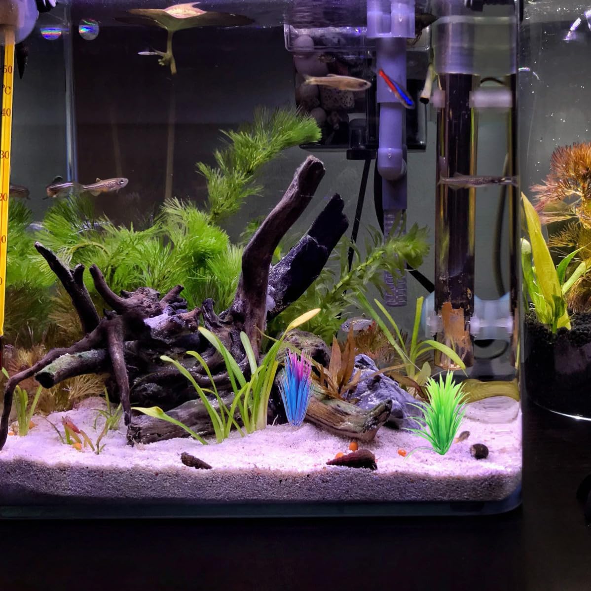 15pcs Simulated Water Grass Artificial Aquatic Plant for Fish Tank Landscaping Decoration with PVC Plastic and Ceramic Base, Aquarium Decor for Home or Restaurant