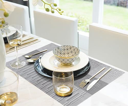 Miniatura 7 de Aofmee Manteles individuales resistentes al calor, juego de 6 manteles individuales de PVC lavables, manteles individuales de vinilo tejido de
