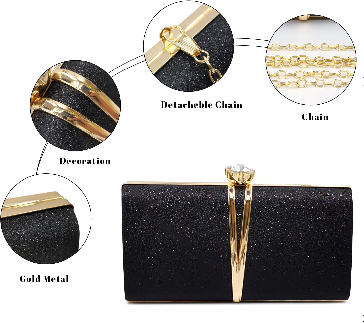 Aovtero Evening Bag Clutch Purses Women Wedding Party Bridal Handbag with Chain - Image 7