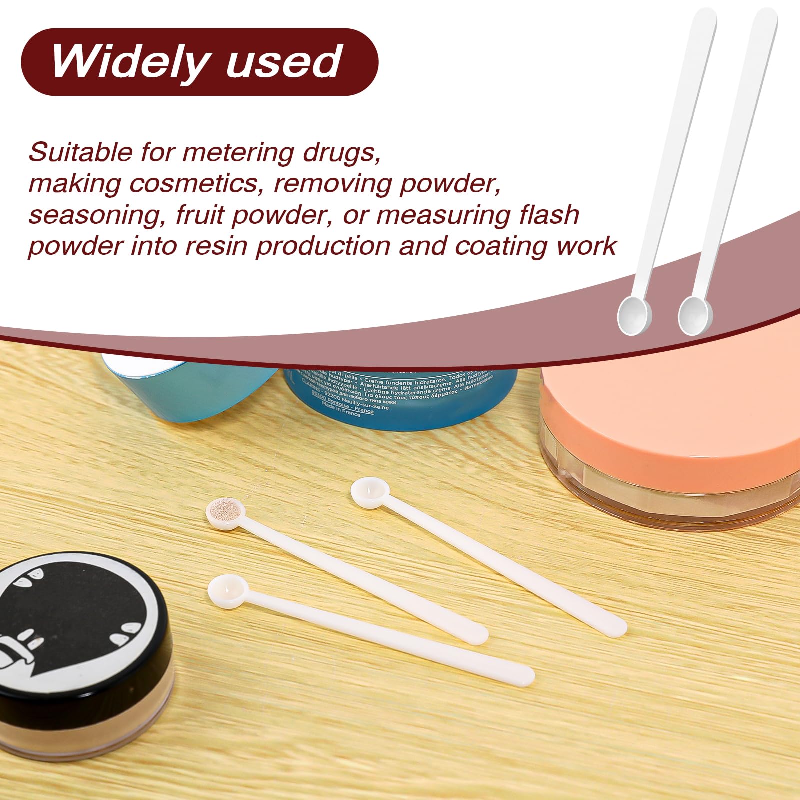 1/32 Teaspoon (0.15 Ml) Measuring Spoon, 32 PCS Plastic Micro Scoops Mini Measuring Spoons Long Handle Tiny Spoons for Cosmetics, Medicine, Glitter and Spicer (White)
