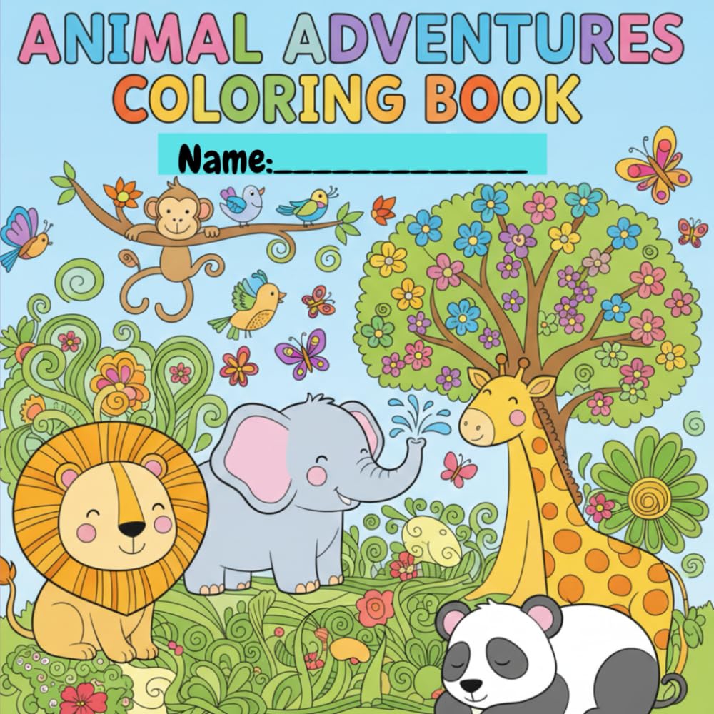 ANIMAL ADVENTURES COLORING BOOK: A Fun and Relaxing Coloring Book for Kids