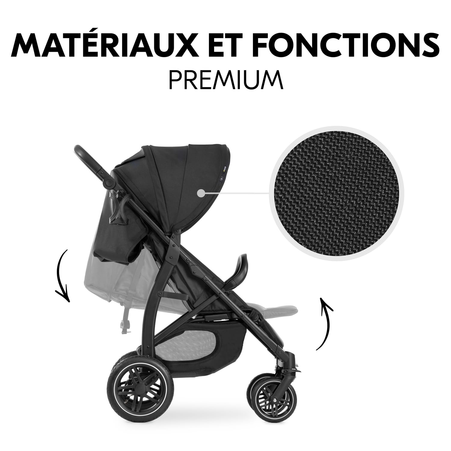 hauck Poussette Canne Rapid 4D Air, de la Naissance à 22 kg, Inclinable, Roues Pneumatiques à l'Arrière, Roues Caoutchouc à l'Avant, UPF 50 +, Hauteur Réglable, Panier jusqu'à 3 kg, Noir