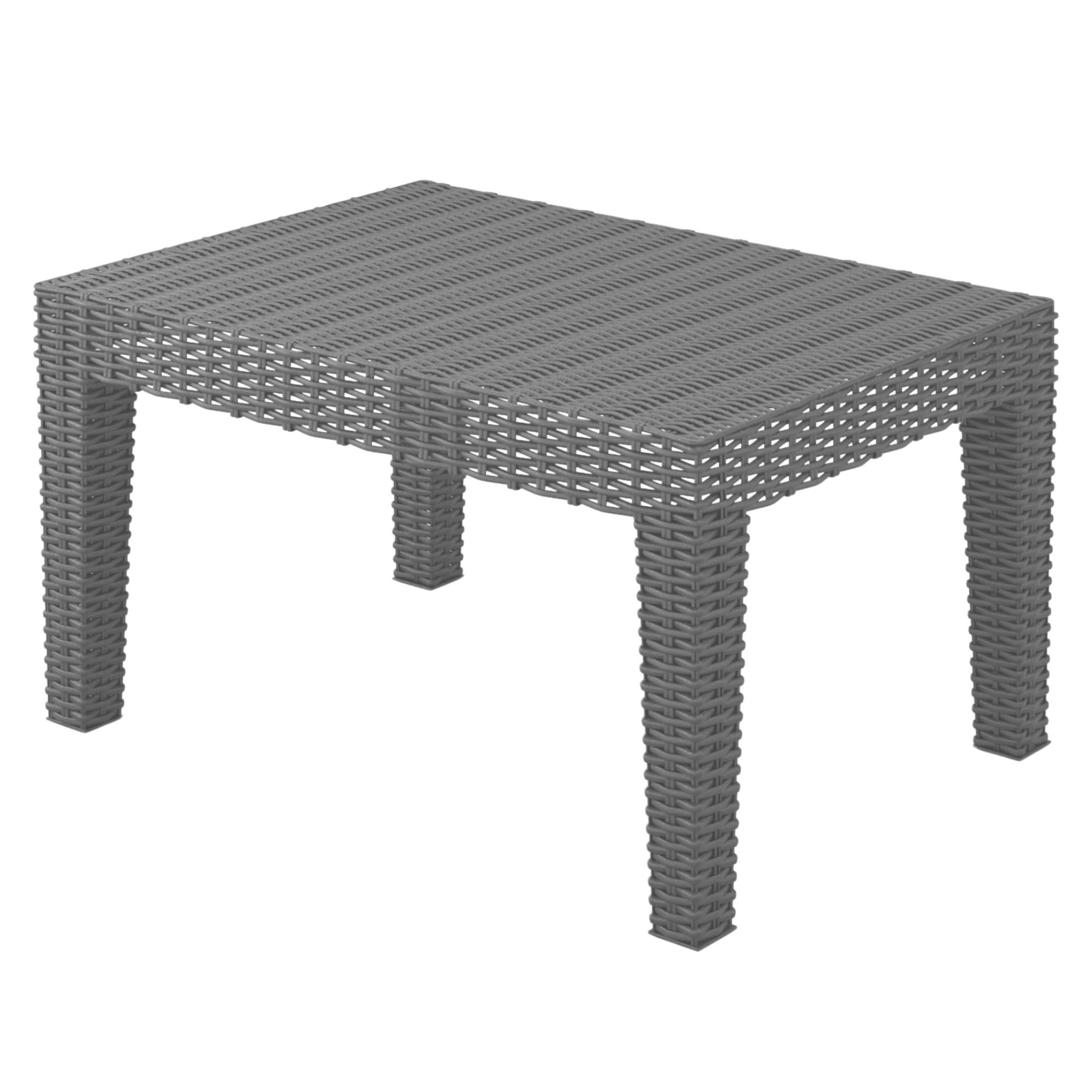 URBNLIVING Grey Rattan Coffee End Table with Wood Look Top for Outdoor Dining, Bistro, Garden, Patio, and Balcony Stylish and Durable Furniture for Modern Outdoor Spaces and Relaxation