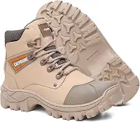 Bota Masculina Em Couro Para Trabalho Com Bico PVC e C.A