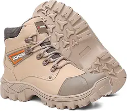 Bota Masculina Em Couro Para Trabalho Com Bico PVC e C.A