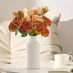 Mfacoy White Ceramic Flower Vase, Minimalist Decor, Modern Home Decorative Vase, Small Pampas Grass Vases For Kitchen, Bedroom, Office, Living Room, Bathroom, Shelf Centerpiece Table Decorations(8 in)