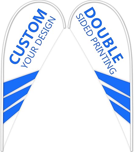 Miniatura 1 de Bandera de plumas personalizada, banderas publicitarias de poliéster para exteriores, letreros personalizados de doble cara, 65.35 x 29.53 pulgadas,