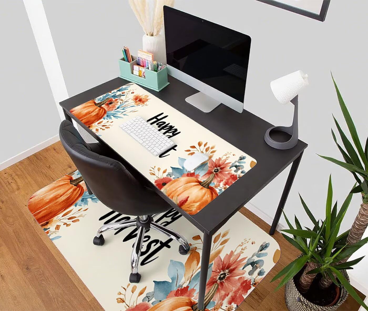 Podkładka pod mysz XXL 1200 x 600 mm duża podkładka pod mysz dla graczy Jesień pod ręką biurko szyte krawędzie antypoślizgowe do komputera, laptopa poprawia dokładność i szybkość, dynia S-8019