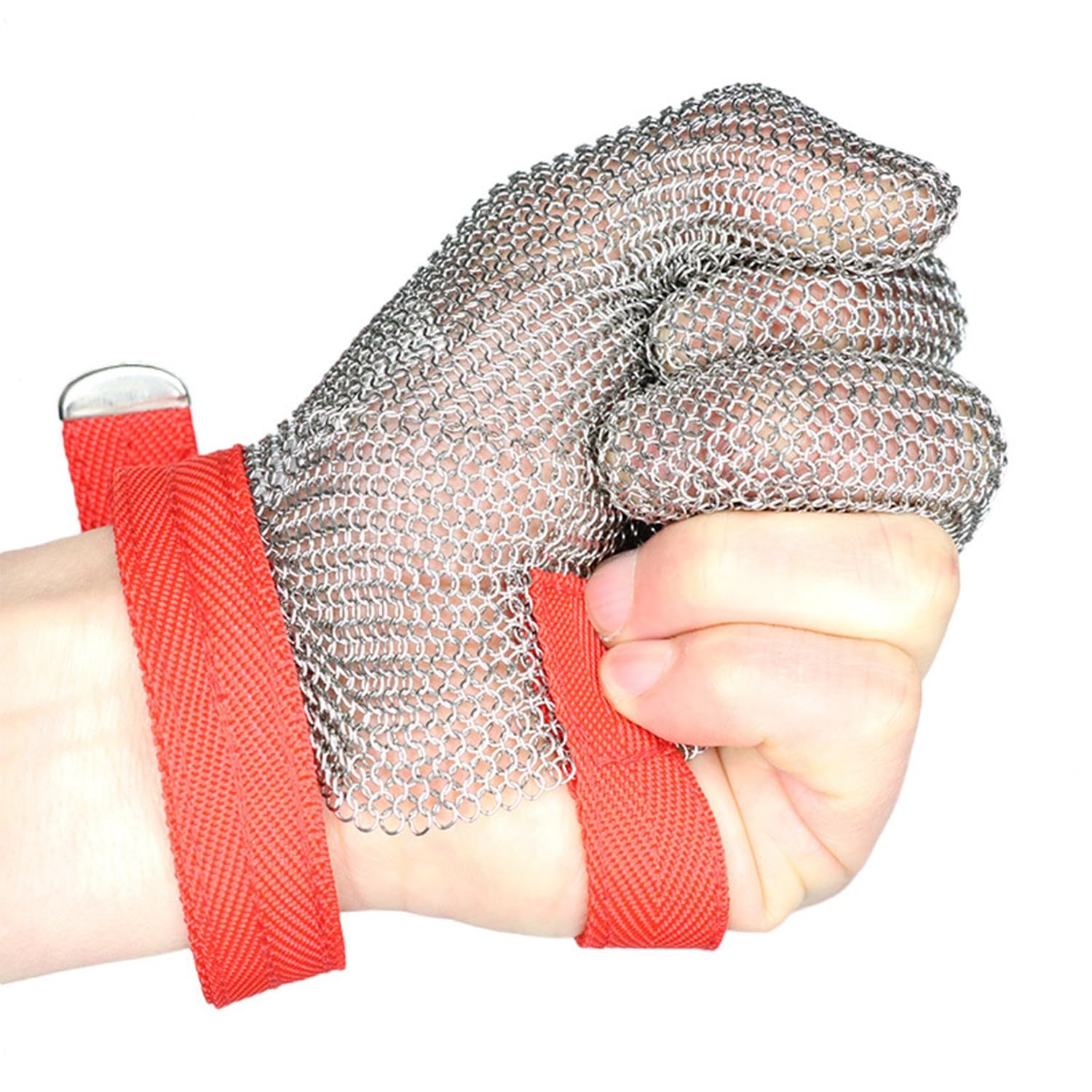 Guantes De Cadena De Carnicero,Guantes Anticortes Guantes Resistentes A Corte De Tres Dedos De Acero Inoxidable, Adecuados For El Procesamiento De Alimentos,Pesca,Procesamiento De Corte 1pcs,L