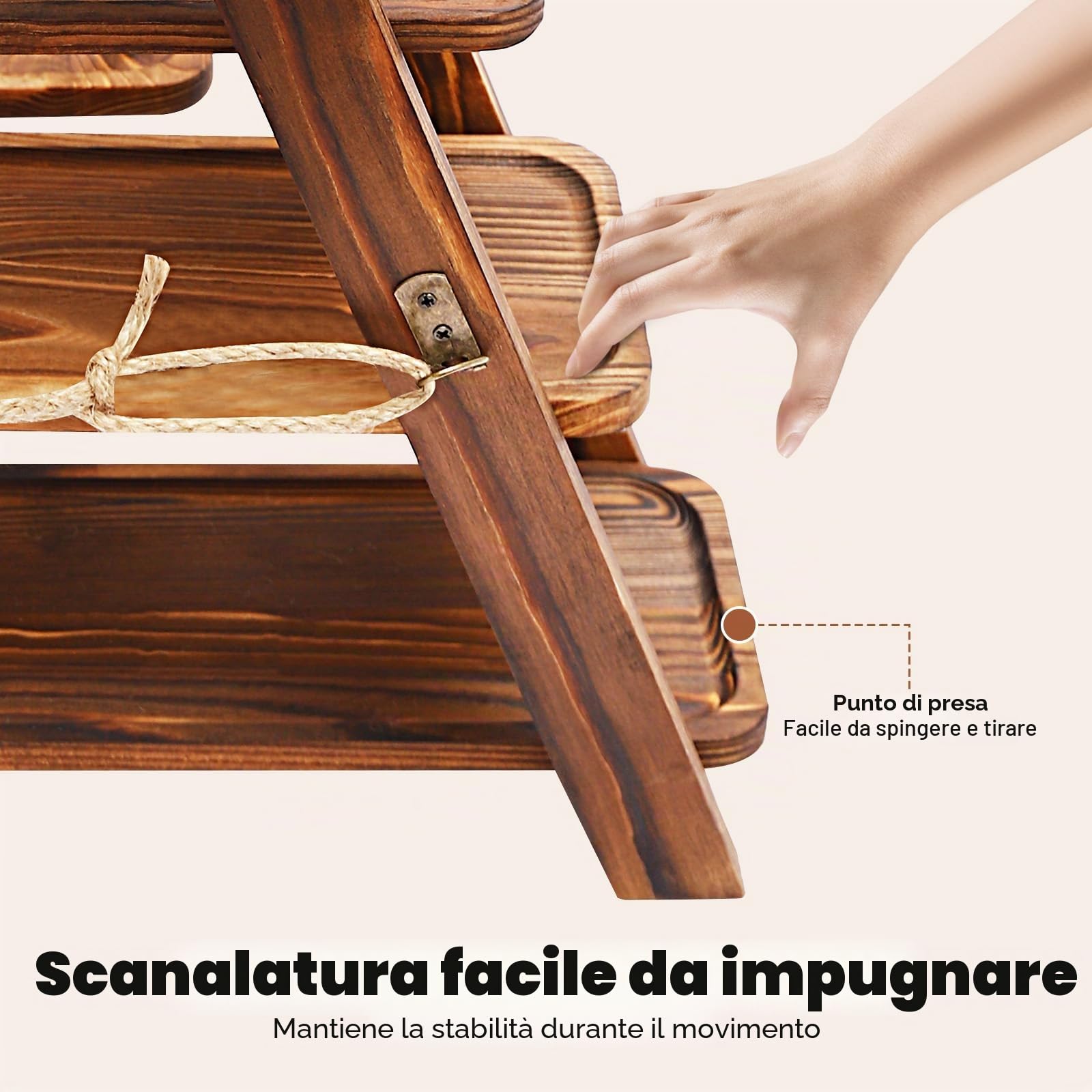 Supporto per cupcake a 3 ripiani in legno, presentazione da dessert regolabile per cupcake, snack e frutta, supporto decorativo per feste con design a dondolo