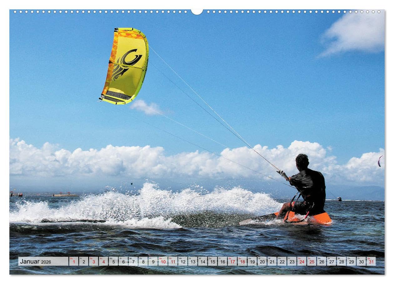 Kitesurfen - Action pur (hochwertiger Premium Wandkalender 2026 DIN A2 quer), Kunstdruck in Hochglanz: Spektakuläre Actionszenen, aufgenommen an traumhaften Surfspots (CALVENDO Sport)