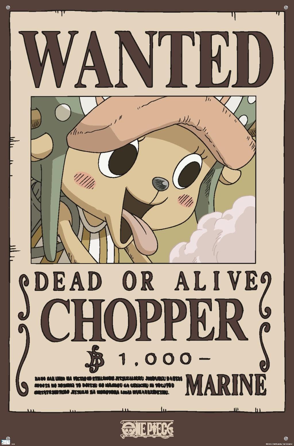 Amazon.com: One Piece - Chopper Wanted Poster Wall Poster with