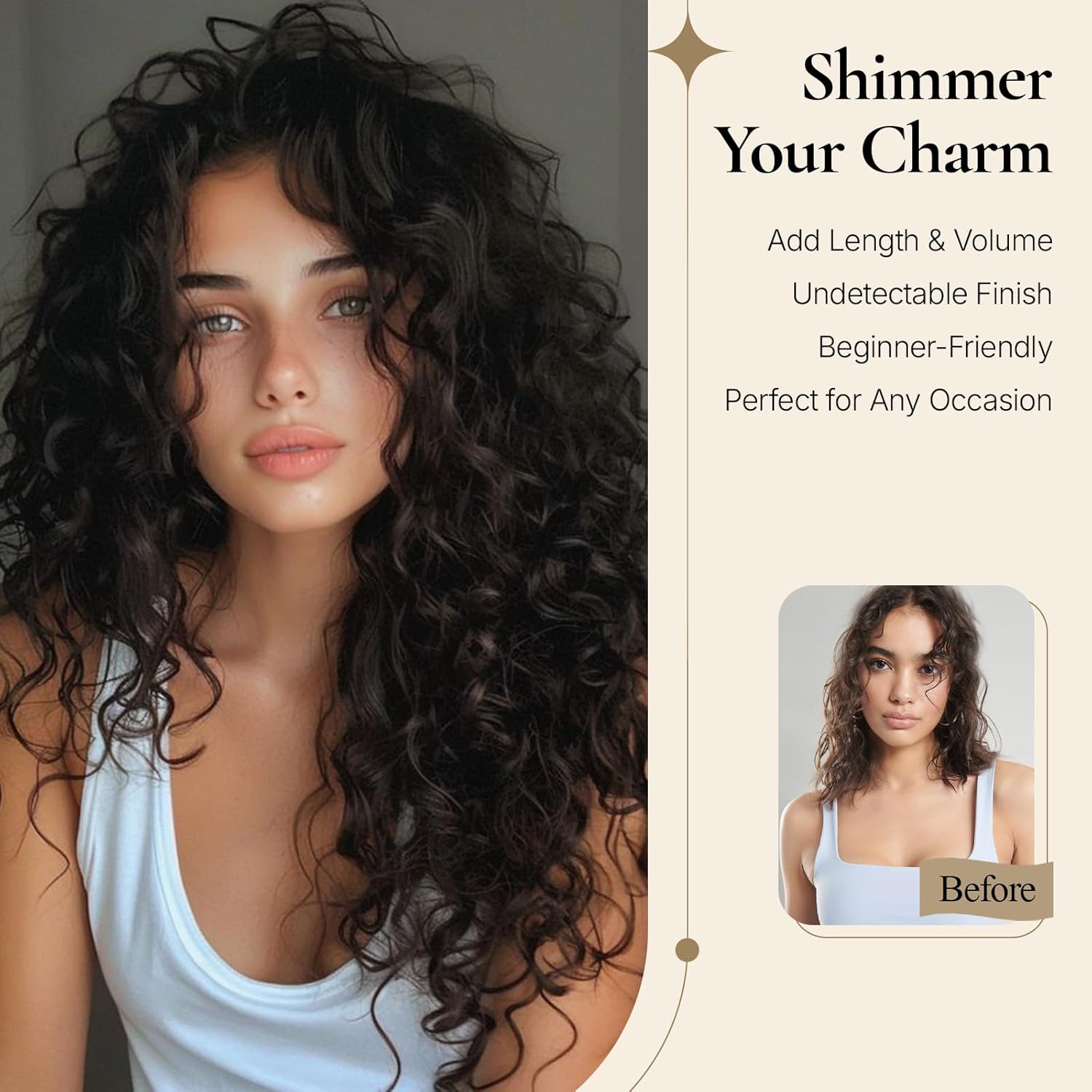 LEEONS Curly Clip in Hair Extensions, 4PCS 16 inch Curly/Wavy Hair Extensions Clip ins - Lace Weft Soft Natural Hairpieces for Women (Natural Black) - Image 3