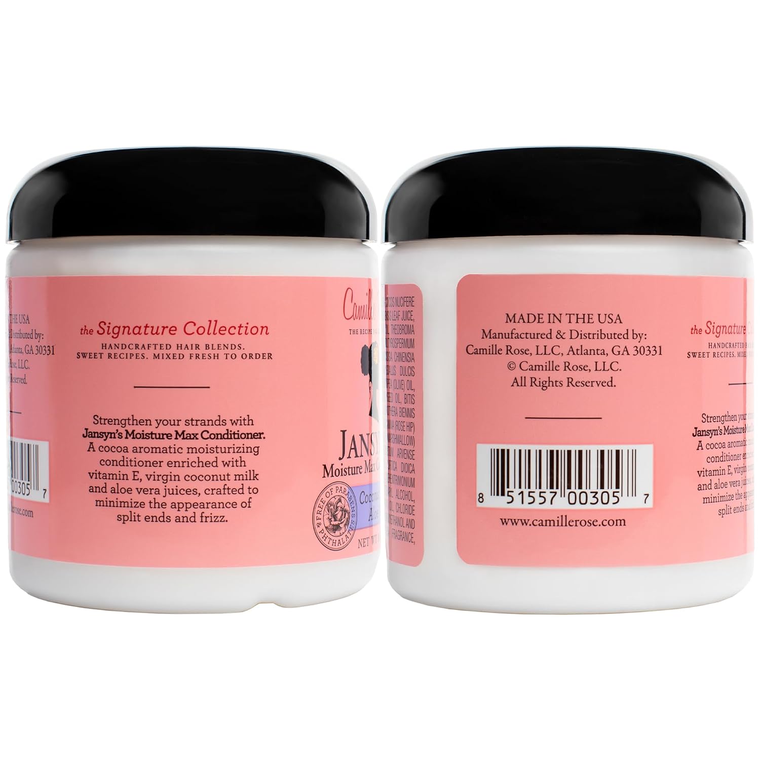 Camille Rose Conditioner, Jansyn’s Moisture Max 2-Pack – Detangler, Deep Conditioner for Dry, Damaged Hair, Frizz Control, 8 Oz Ea