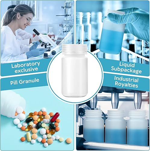 Miniatura 7 de Pinkunn 20 botellas de plástico para muestras de 4 onzas  4.2 fl oz, de polipropileno de grado de laboratorio, botellas de reactivo de boca ancha,
