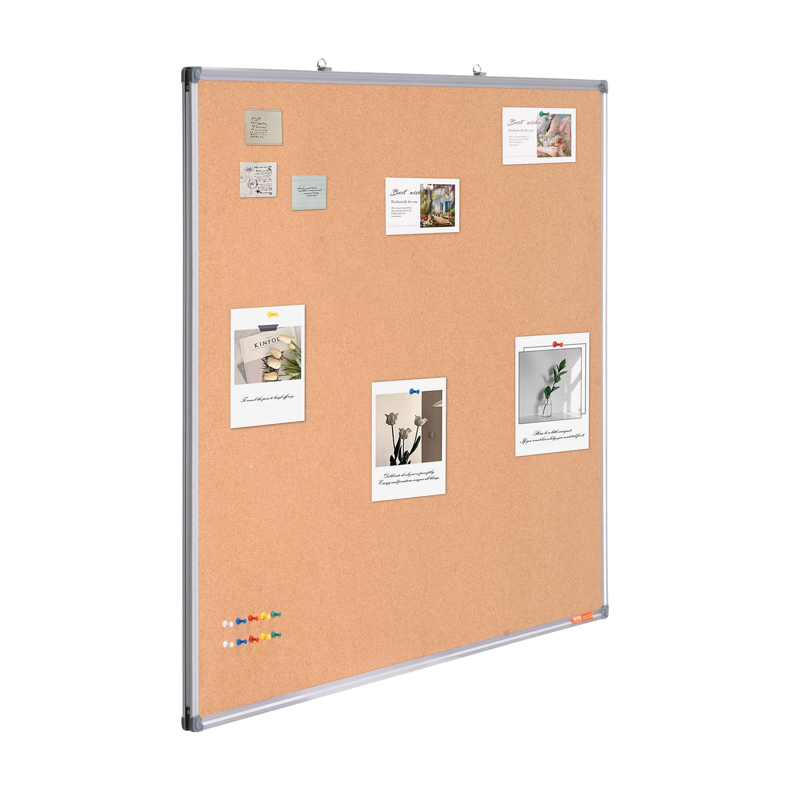 VEVOR Tablero de Corcho Grande 120 x 90 cm Tablón de Anuncios Montado en la Pared con Tablón de Anuncios Marco de Aluminio Tablero de Corcho Perfecto para Escuela, Hogar, Oficina