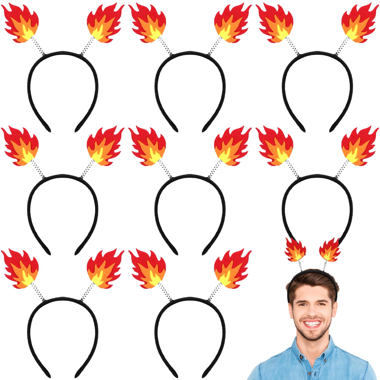 8 Pcs Flame Headband Fire Headpiece Crown, Costume Cosplay