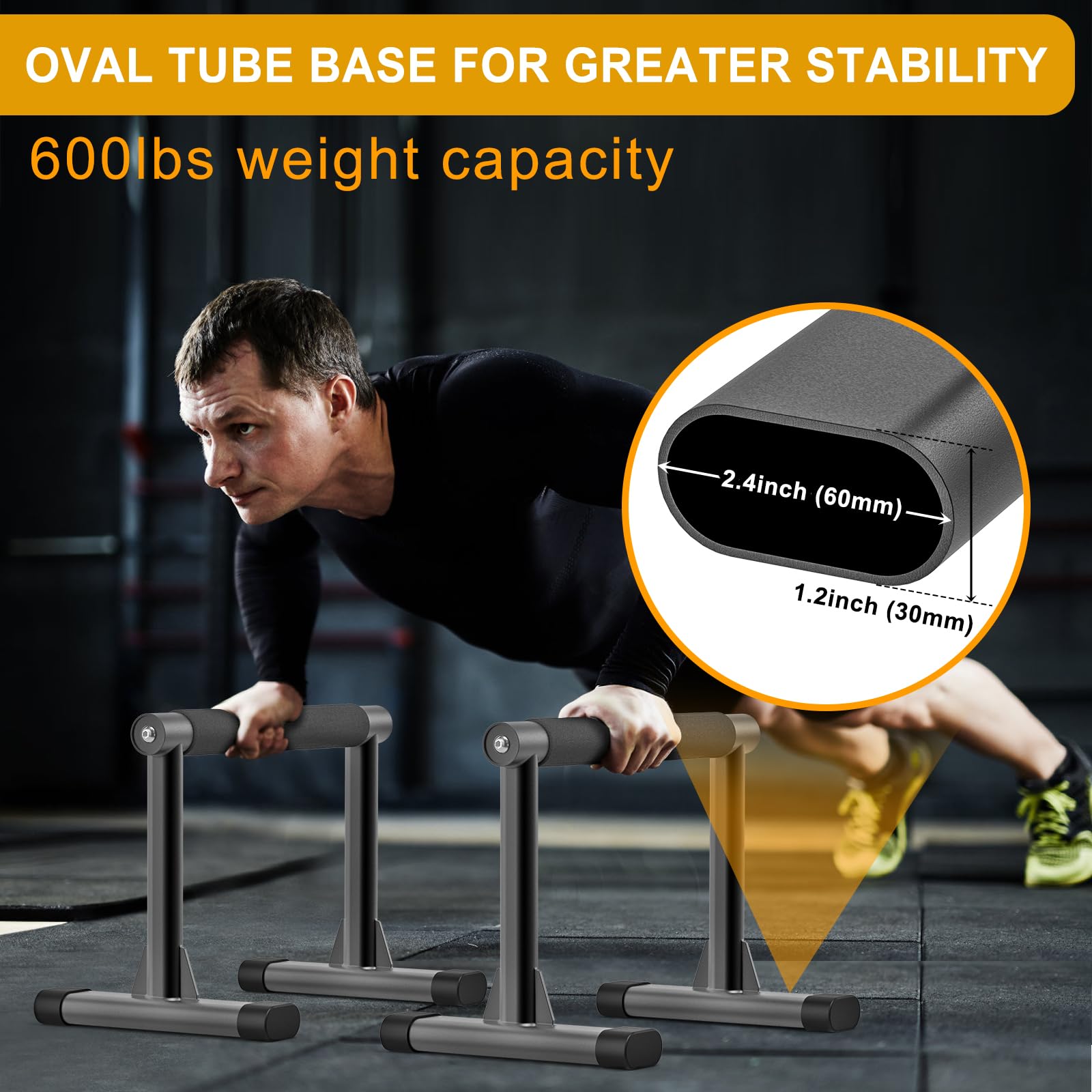 Kipika Barres de parallettes, barres de pompes en bois et barre de dips avec poignées épaisses, équipement de fitness sans roche pour poirier, L-Sit, gymnastique et musculation, capacité de 226,8 kg