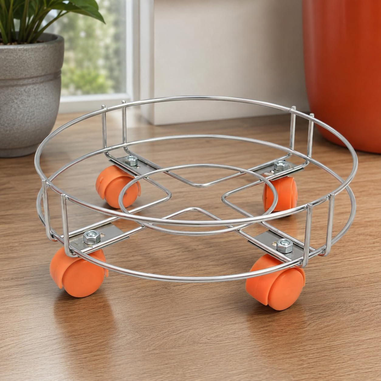 CHHAAP Stainless Steel Cylinder Trolley with 4 Wheels Gas Trolly/Lpg Cylinder Stand, Kitchen Gas Trolly Easy Moving Stand (Pack of 1) (NHSP)-image-16