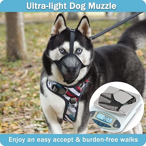 Miniatura 8 de Bozal para perro, bozales de malla suave para perros pequeños, medianos y grandes, protector bucal transpirable con correa ajustable y hebilla de