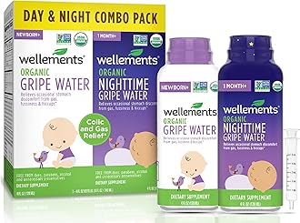 Organic Gripe Water for Babies Day & Night Combo Pack (4 Fl Oz) - Infant Gripe Water Newborn Calms Occasional Stomach Discomfort from Baby Gas, Colic, Hiccups & Fussiness - USDA Certified