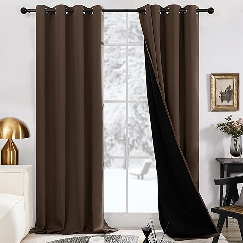 Miniatura 67 de Deconovo - Cortinas opacas 100% con forro, aisladas térmicamente, con reducción de ruido, certificadas por Oeko-TEX, con ojales en la parte Gris