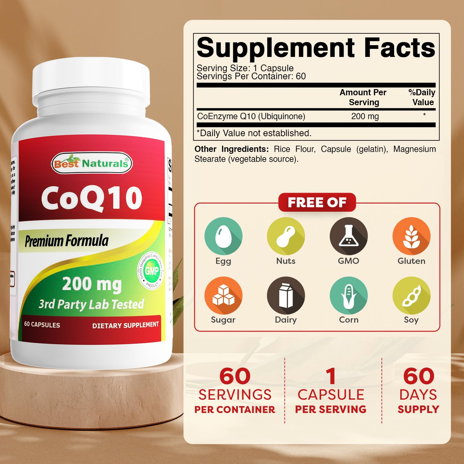 Best Naturals COQ10 200 mg, 60 Capsules — Amazon image 2