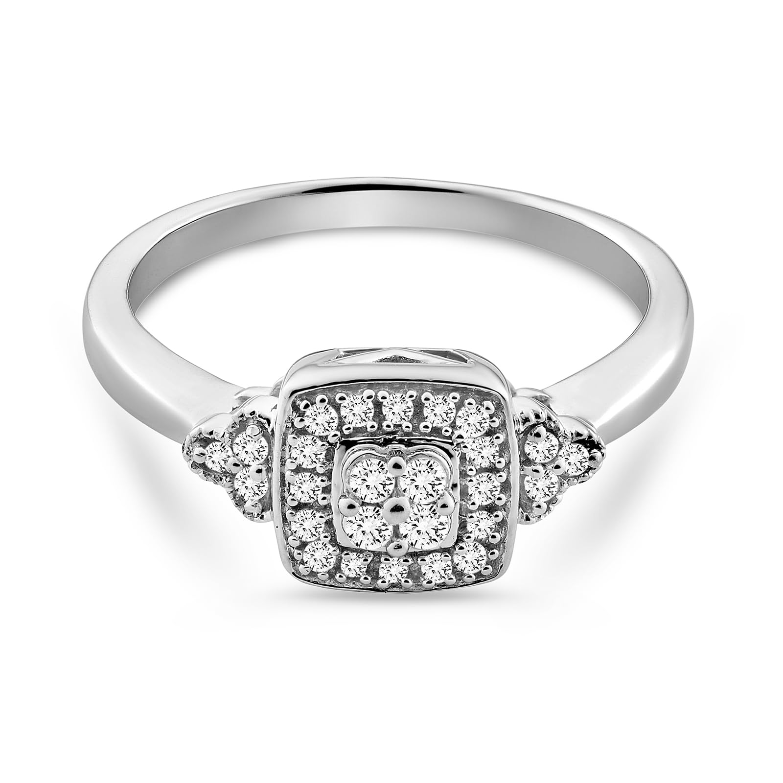 Lab Grown Diamond (0.16 Ct) Cushion Cluster Ring | 925 Sterling Silver| SI Clarity E-F Color | SGL Certified | Fine Jewellery | Gifts for Woman & Girls-image-3