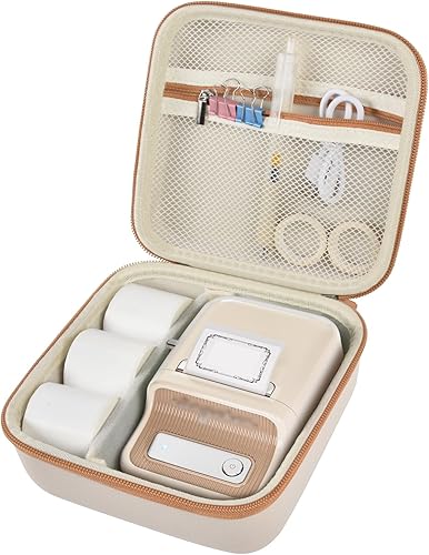 ALKOO Funda compatible con la impresora térmica inalámbrica NIIMBOT B21 / Pro / B1, soporte para etiquetadora sin tinta y recargas de cintas de Beige