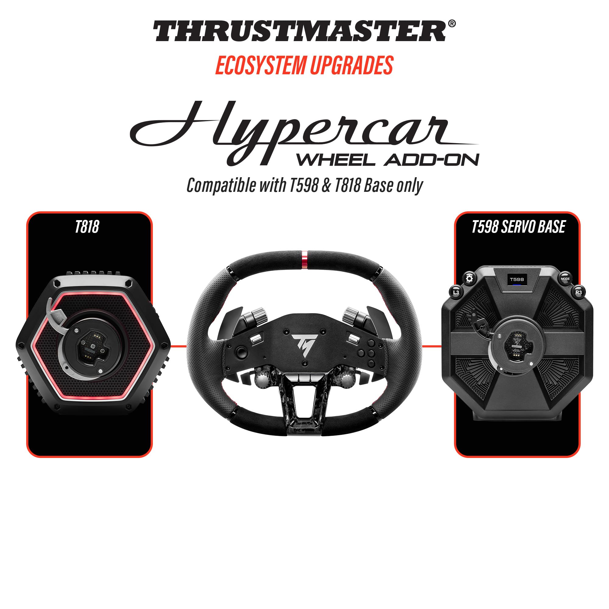 Thrustmaster Hypercar Wheel Add-On - Aro de Volante Premium (Cuero Auténtico y Carbono, Diseño Ovalado, Levas Magnéticas, Compatible con PS5, Xbox y PC) Licencia Oficial