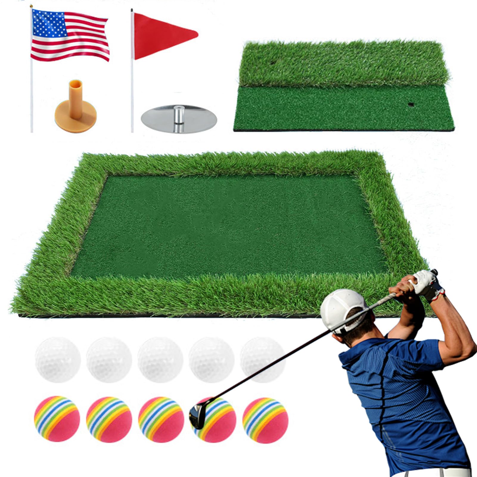 Jeu De Golf Flottant pour Piscine, Jeu De Synthétique pour Putting Flottant, Tapis De Frappe pour Améliorer Les Compétences Activités D'entraînement pour Adultes en Plein Air Piscine Lac Jardin