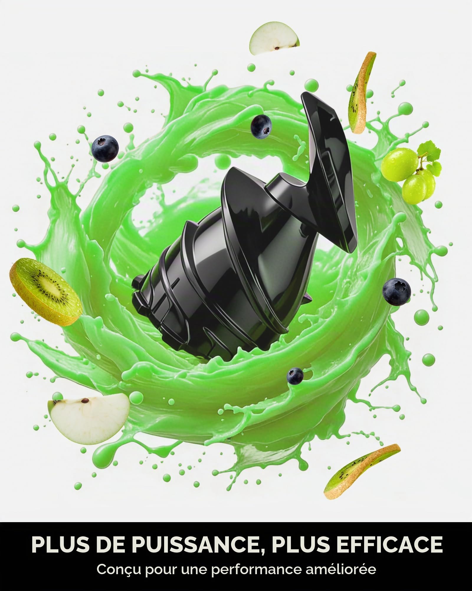 SUSTEAS Presse-agrumes à froid, goulotte d'alimentation de 13,5 cm (capacité de 1417,5 g), extracteur de jus à mastication lente de 300 W pour fruits et légumes entiers, alimentation automatique