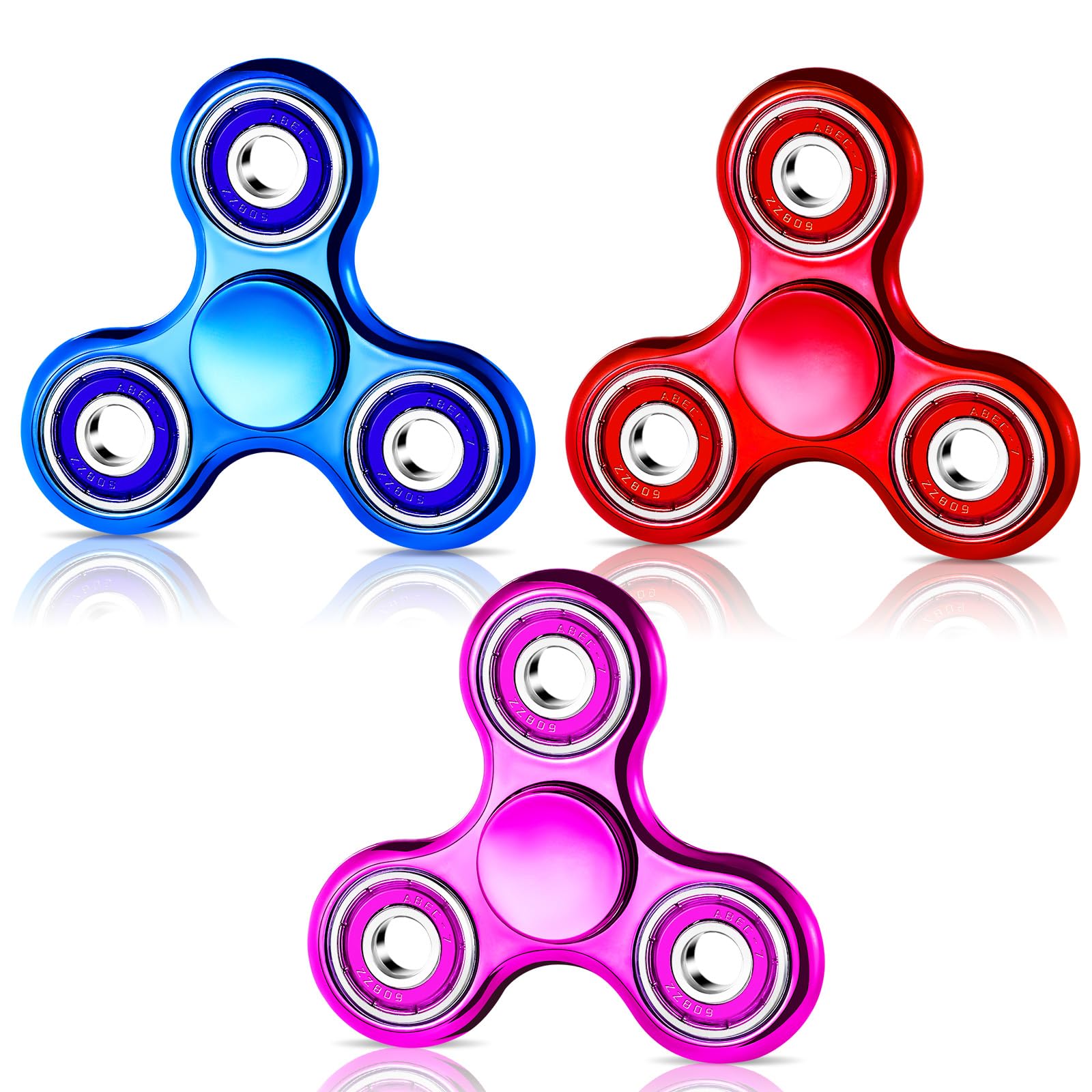 SCIONE Valentines Day Gift for Kids 3Pack Fidget Spinners for Kids, Stress Relief Sensory Toy Set, Smooth Fast Spinning Desk Toys for Anxiety ADHD,