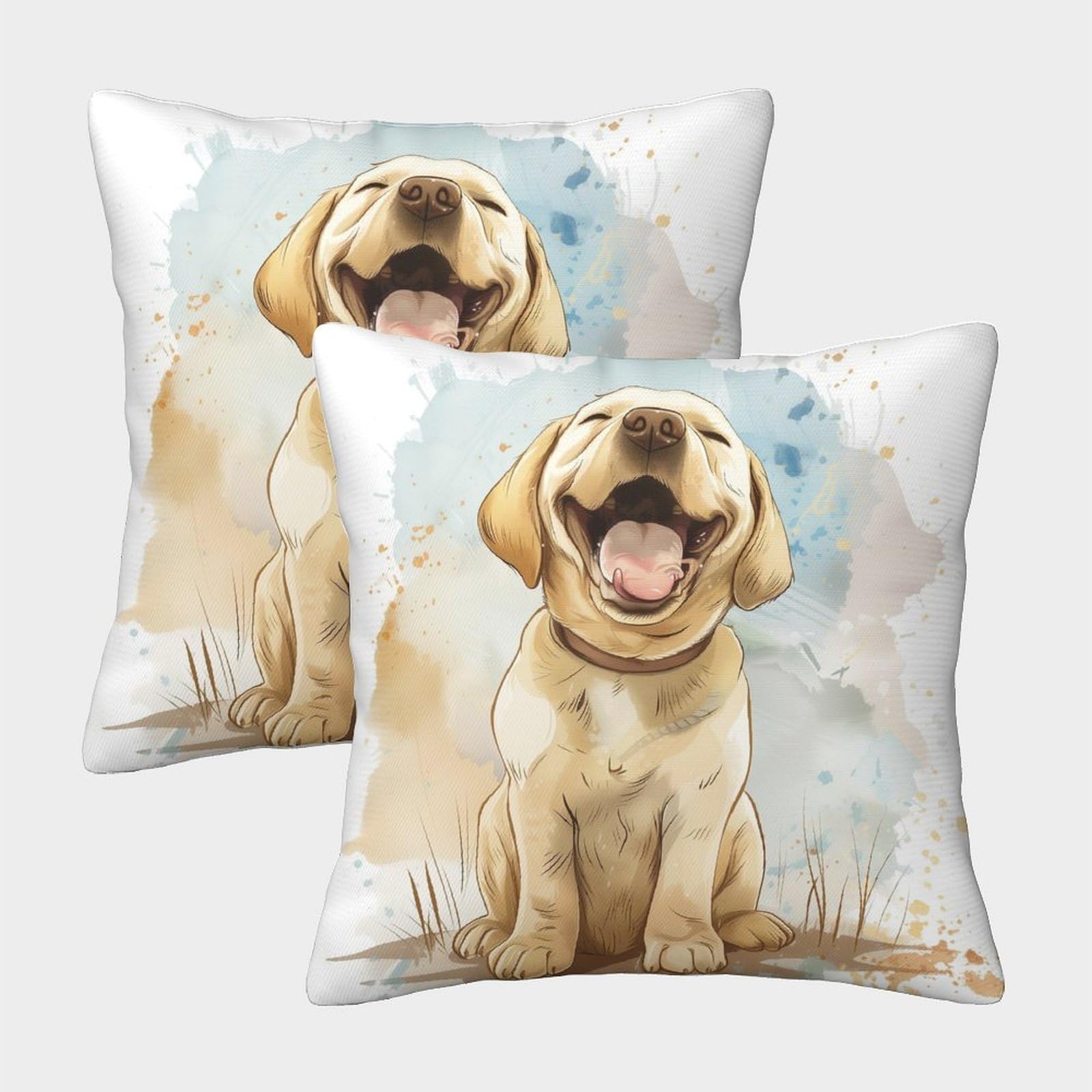Gparsddio Style-2 Labrador Dog With Invisible Zipper 2Pc Set Homeware Cushions Decorative Pillow Case For Sofa Couch Bedroom With Invisible Zipper 40X40cm