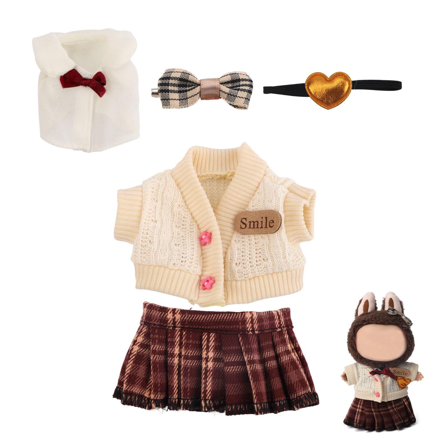 Vêtements Pour Poupée BOXOB – Ensemble JK Kawaii – Pour Poupée 17 Cm, Tissu Doux