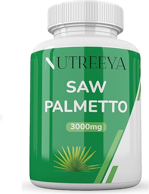 Nutreeya Saw Palmetto 3000mg -Vegan Tablets 6 Month Supply UK Manufactured Super Strength 20:1 Extract, White, 180 Count (Pack of 1)