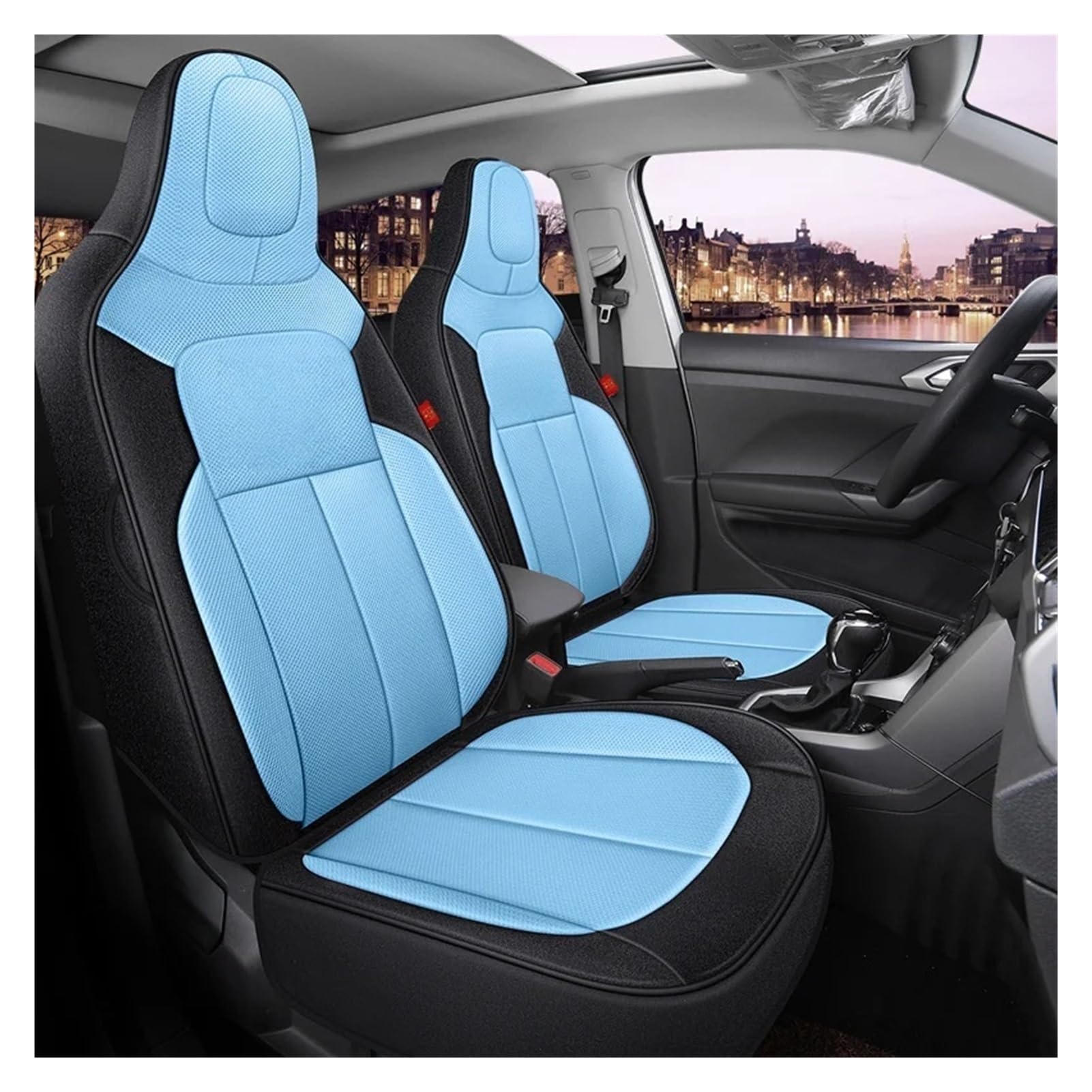 Hiverni car seat cushion PU Leather Car Seat Covers Waterproof Auto Cushion Full Set(Blue)