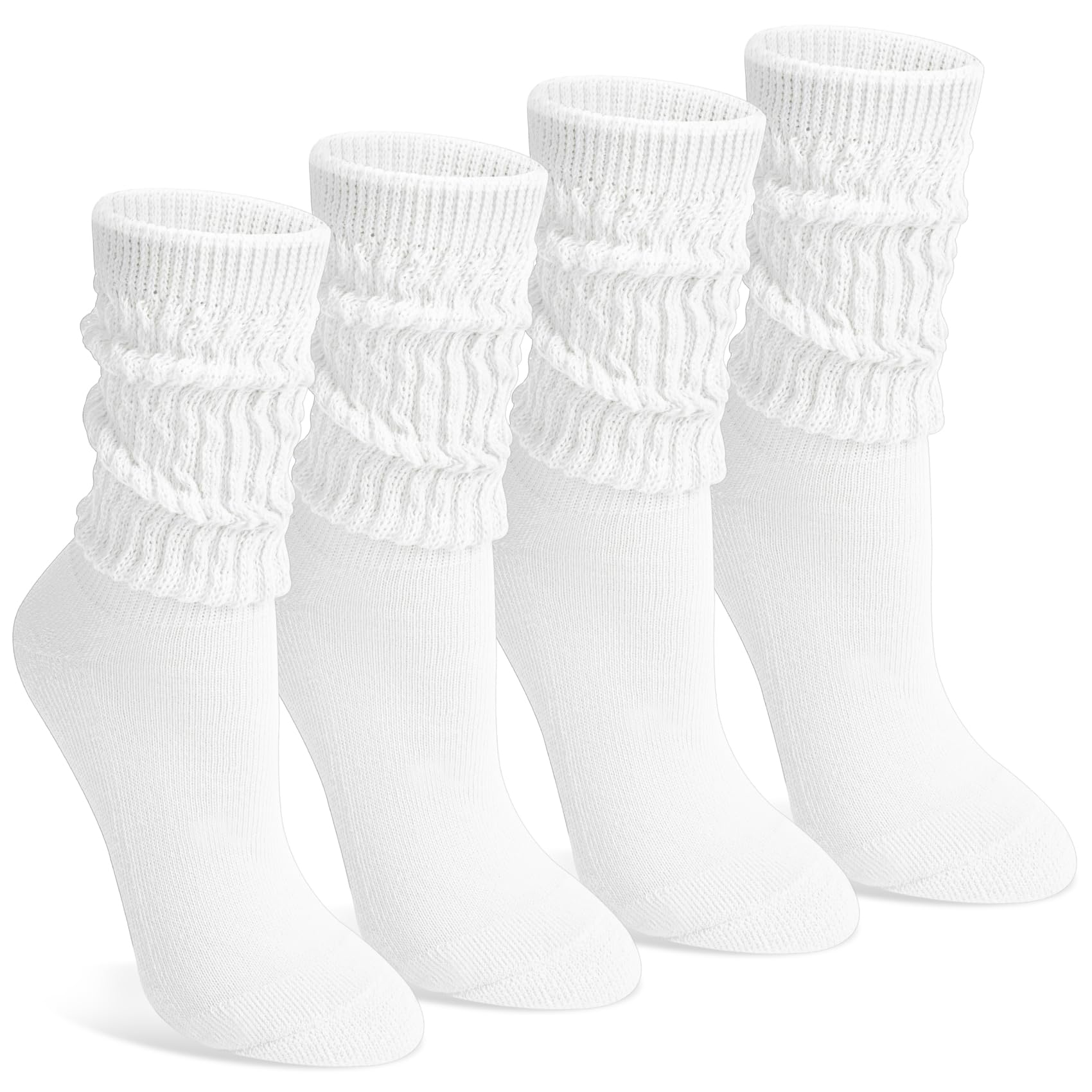 Tialfas 4 Paar Socken Damen, Stricksocken Strümpfe Socken Baumwolle Slouch Socken Kniestrümpfe Damen Scrunch Gestrickte Beinwärmer Beinstulpen Socken