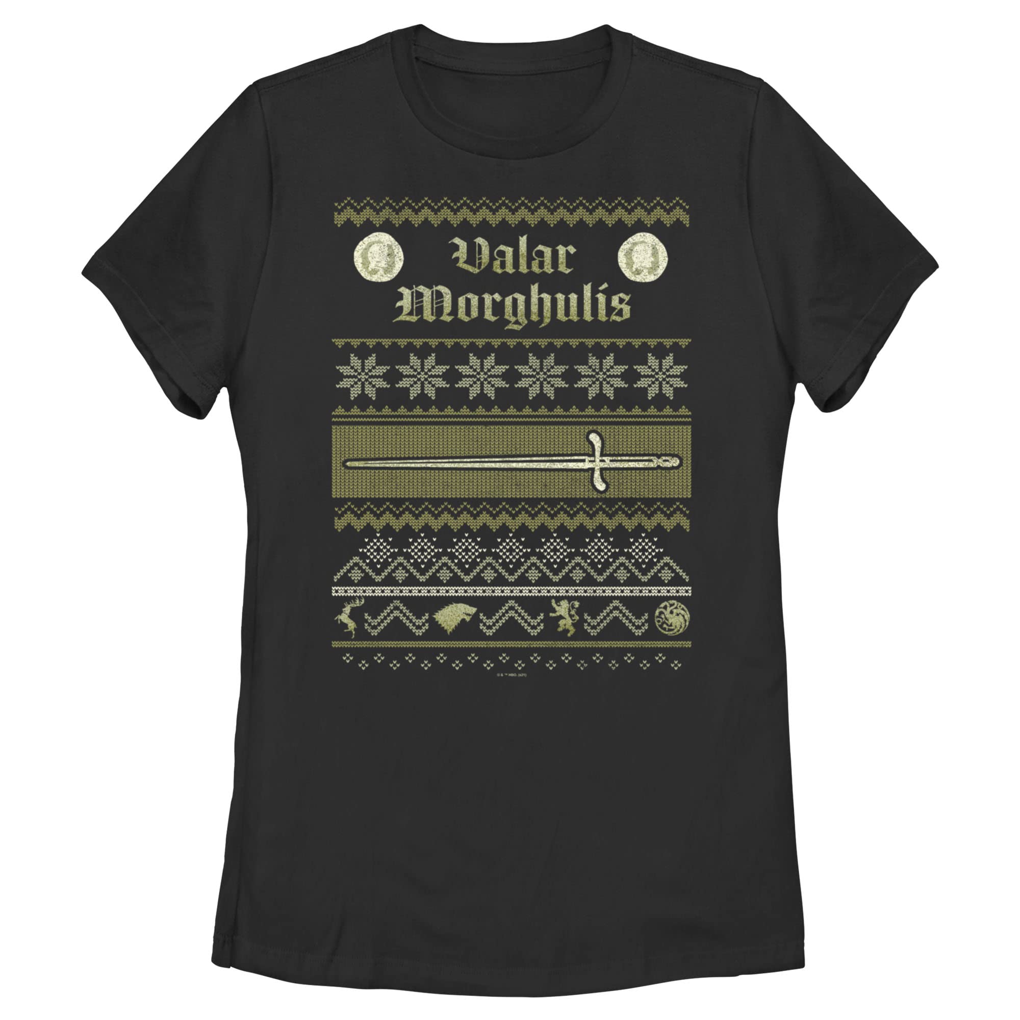 Fifth SunWomen's Game of Thrones Christmas Valar Morghulis Sweater T-Shirt