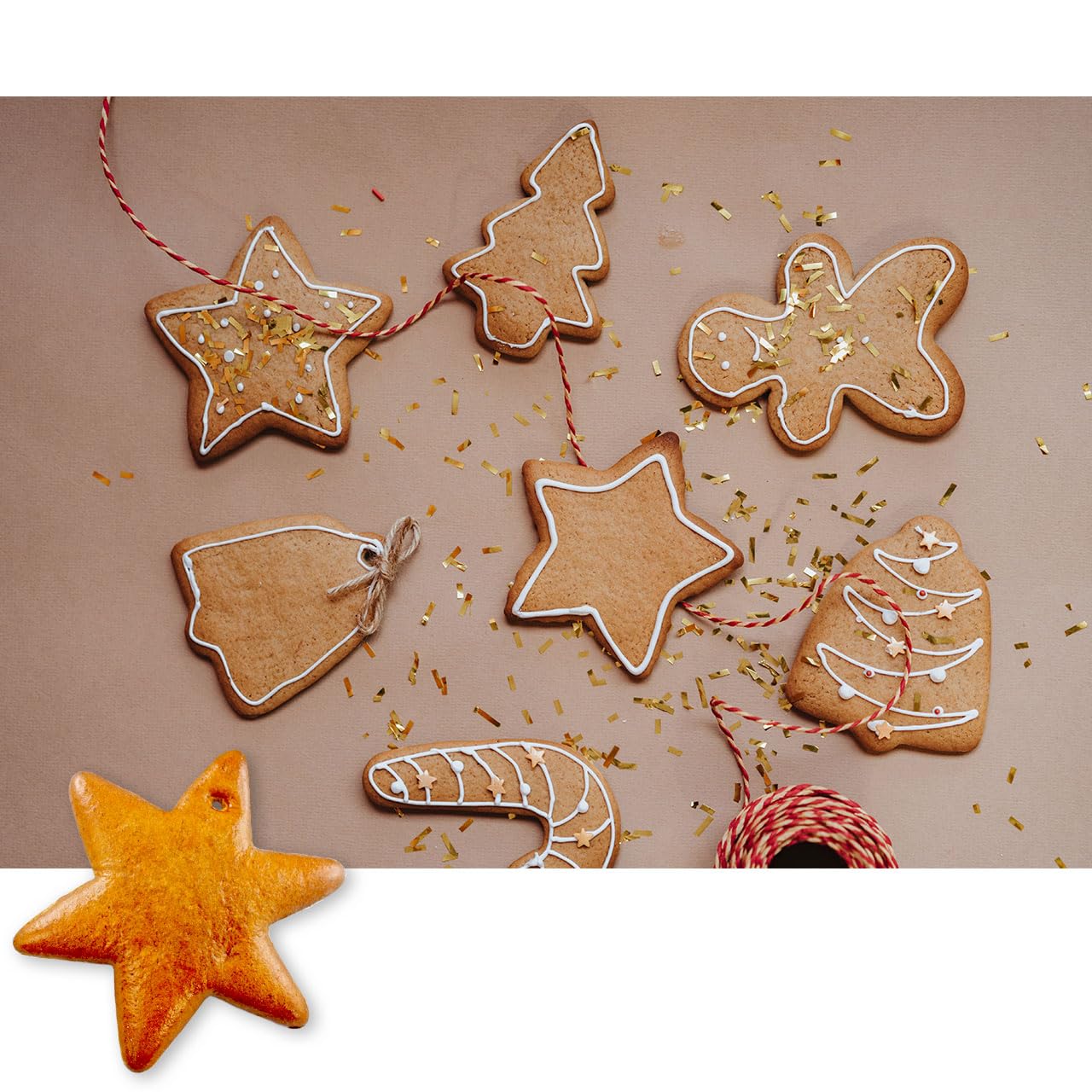 30x Lebkuchen Rohlinge Set aus "Stern Tanne Mann" 12 cm
