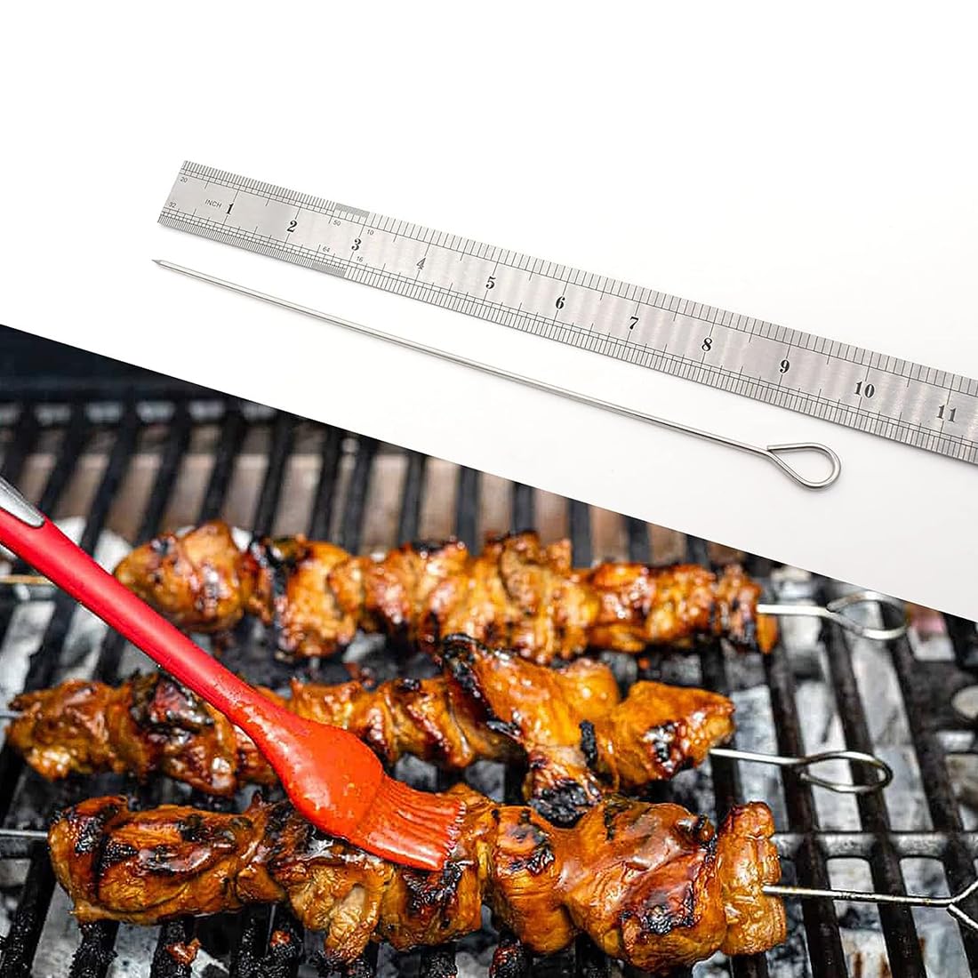 Set 20 Spiedini in Acciaio 24.5cm, Stuzzicadenti Barbecue Lunghi, Perfetti per Panettone, Falò, Grill per Marshmallow, Cioccolato, Spuntini e Verdure.