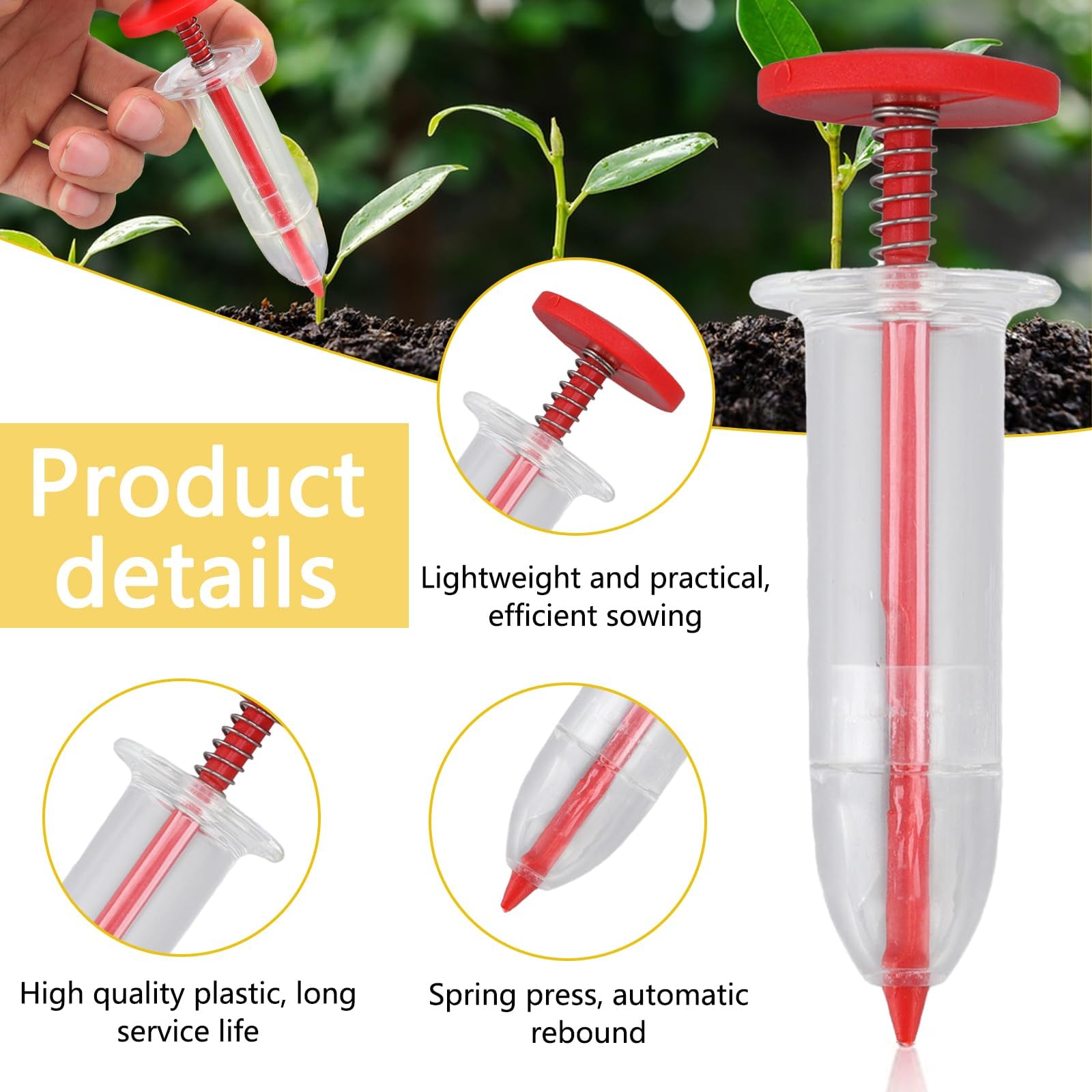 LUMOOM 6 Stück Aussaat Samenspender, Sämaschine Gartengerät, Saatgutspender, Gartenwerkzeug Für Präzises Säen, Mini Hands Gartenhilfe Set, Für