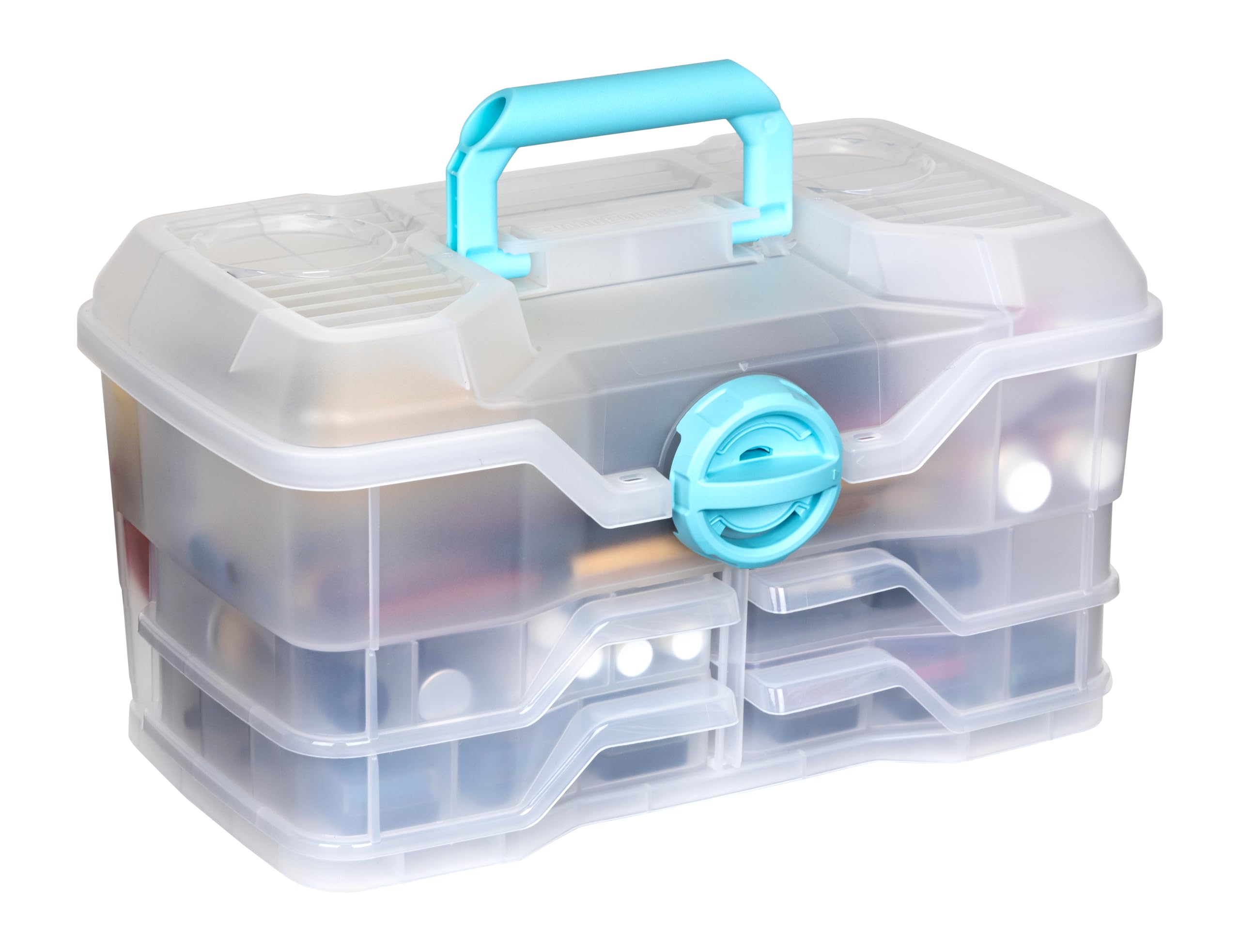 ArtBin Organizer in plastica trasparente per piccole parti, per fai da te, scatole e organizer per cucito, scatola portaoggetti con scomparti, scatola per progetti, misura media (4 vassoi girevoli)