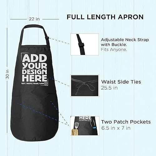 Miniatura 2 de shop4ever Diseño personalizado personalizado tu propio delantal de cocina con correa ajustable con bolsillos