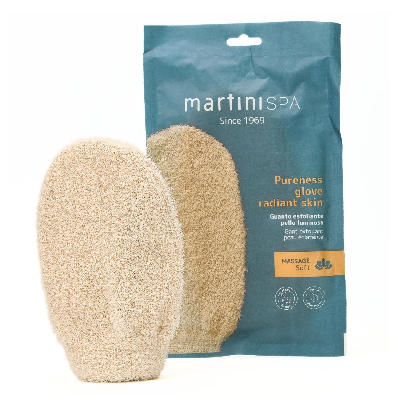 martini SPA - Massage Color - Bouton coloré revigorant en fil synthétique exfoliant, couleurs assorties, 41g, 1 unité